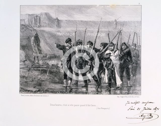 'Deux heures, c'est si vite passe quand il fait beau', Siege of Paris, 1870-1871 (1871). Artist: Auguste Bry