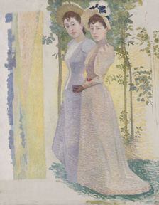 Deux nus dans un paysage (recto) - Deux femmes en chapeau et étude de paysage (verso), c.1890 - 1900 Creator: Aristide Maillol