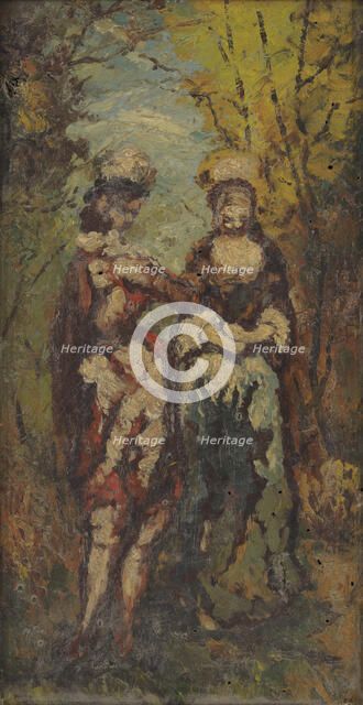 Deux personnages dans un parc, between 1870 and 1880. Creator: Adolphe Monticelli.
