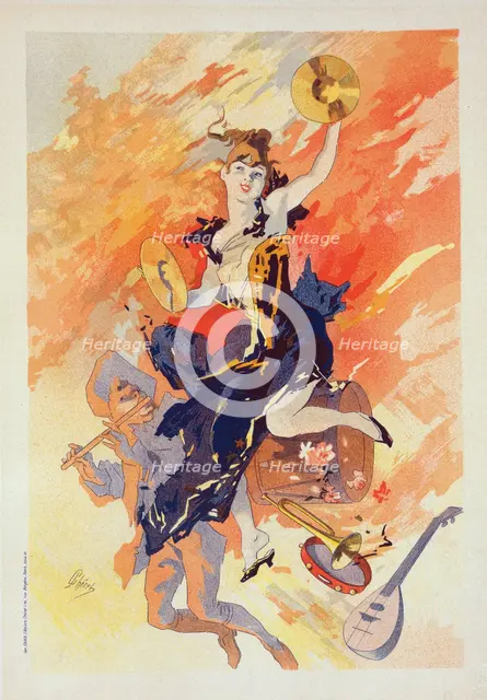 Deuxième panneau sans texte : "La Musique"., c1900. Creator: Jules Cheret.