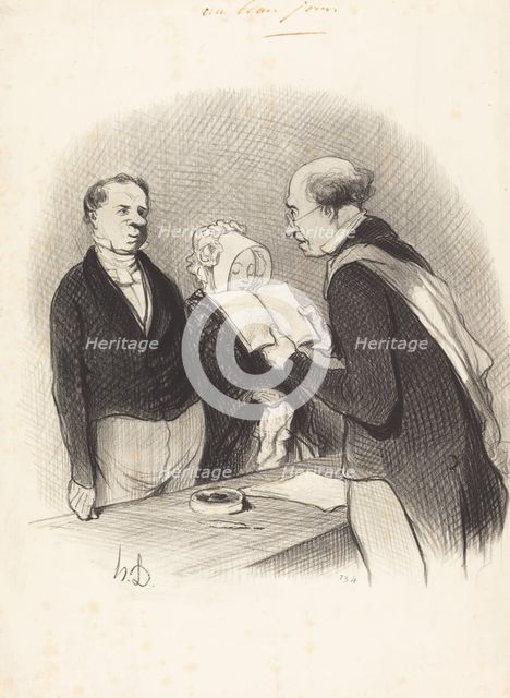 Devant M. le Maire, 1845. Creator: Honore Daumier.