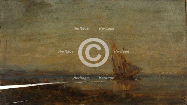 Devant Martigues, la voile jaune, c.1875. Creator: Felix Francois Georges Philibert Ziem.