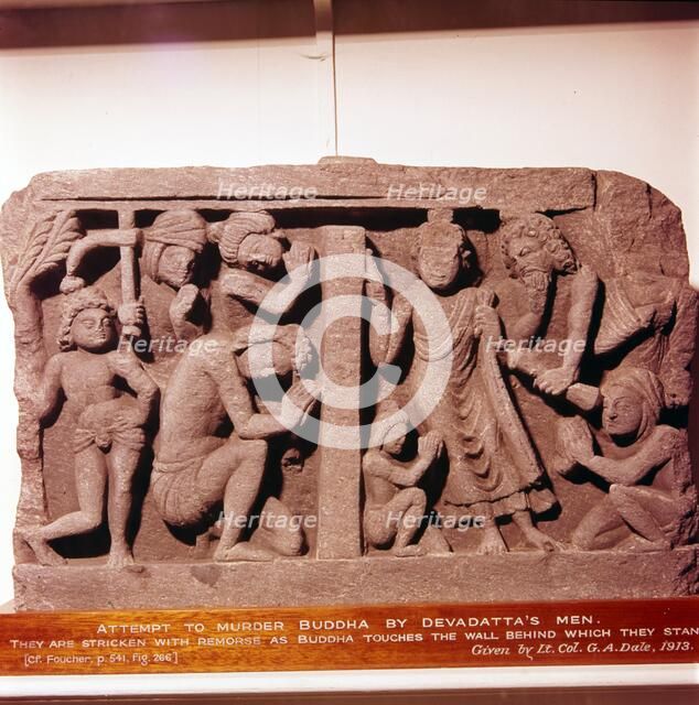 Devadatta's attempt to murder the Buddha, c2nd-3rd century.  Artist: Unknown.