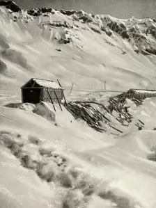 Devastated. - Over sixty yards of snow-shedding destroyed by an avalanche in 1921 1935. Creator: Argentine & Chilian Transandine Railways