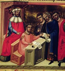 Development of the laws, Miniature in Codex Justinian Institutiones Feodorum et Alia illuminat…