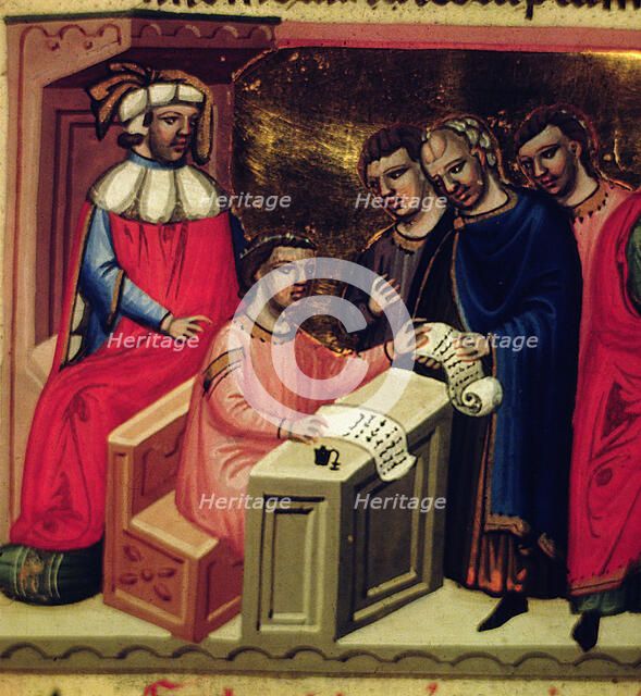 Development of the laws, Miniature in 'Codex Justinian Institutiones Feodorum et Alia', illuminat…