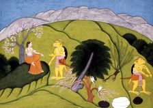 Devi with Shumbha's Messenger, 1775-1800. Creator: Unknown