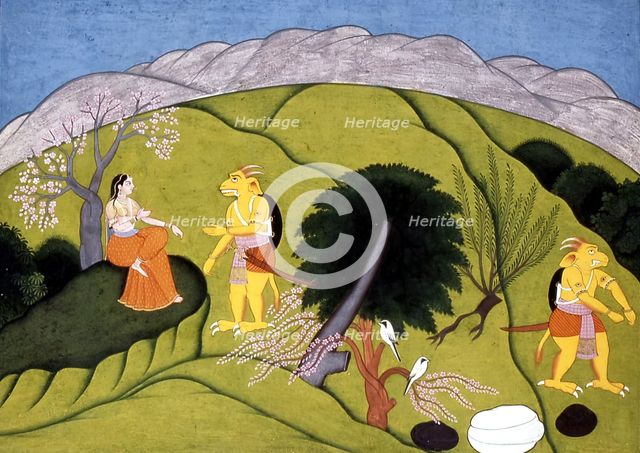 Devi with Shumbha's Messenger, 1775-1800. Creator: Unknown.