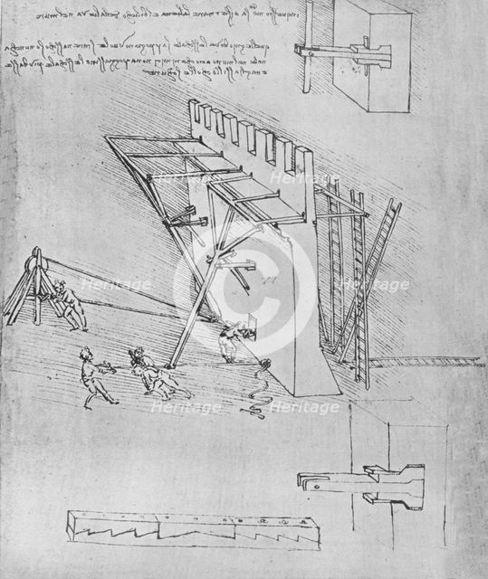 'Device for Repelling Scaling Ladders', c1480 (1945). Artist: Leonardo da Vinci.