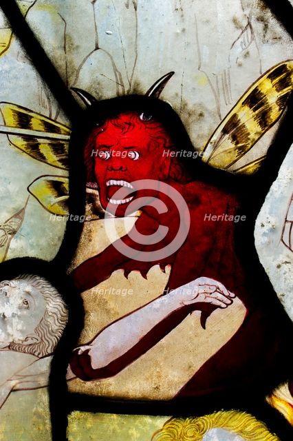Devil, stained glass, Church of St Mary Magdalene, Rowington Close, Paddington, London, c2012. Artist: James O Davies.