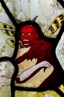 Devil, stained glass, Church of St Mary Magdalene, Rowington Close, Paddington, London, c2012. Artist: James O Davies