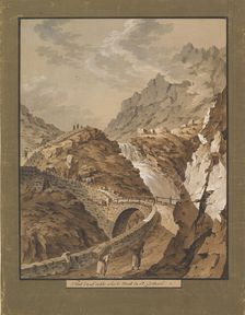 Devil's Bridge toward the Gothard Mountain in Switzerland, 1785-1824. Creator: Xaver Triner