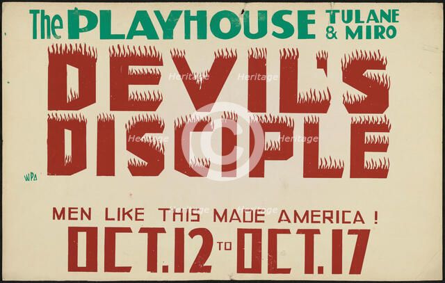 Devil's Disciple, New Orleans, 1937. Creator: Unknown.