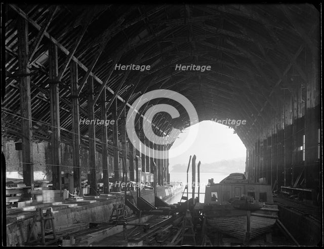 Devonport Dockyard, South Yard, Covered Slip No. 1, Devonport, Plymouth, 1942. Creator: George Bernard Mason.