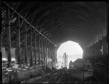 Devonport Dockyard, South Yard, Covered Slip No. 1, Devonport, Plymouth, 1942. Creator: George Bernard Mason
