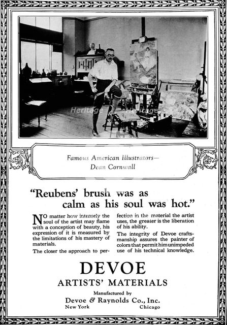 'Devoe Artists' Materials: Famous American Illustrators - Dean Cornwell', c1923, (1923). Artist: Unknown.