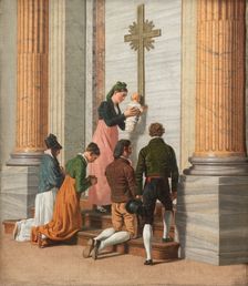 Devotion by the Holy Door of St. Peter's Basilica, c1814. Creator: CW Eckersberg