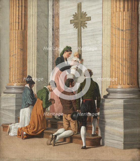 Devotion by the Holy Door of St. Peter's Basilica, c1814. Creator: CW Eckersberg.