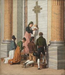 Devotion by the Holy Door of St. Peter's Basilica, c1814. Creator: CW Eckersberg