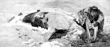 Dead whale on the coast of Bristol Bay, Alaska, 1890. Creator: H. F. Davey