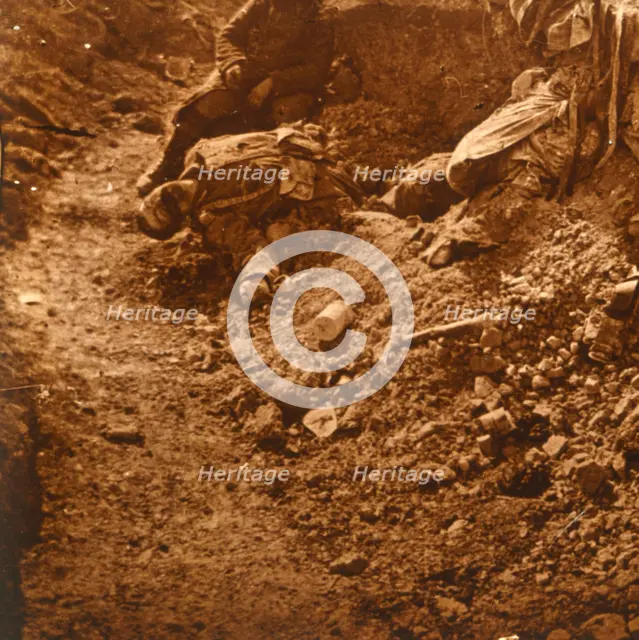 Dead body in the trenches, Perthes, northern France, c1914-c1918. Artist: Unknown.