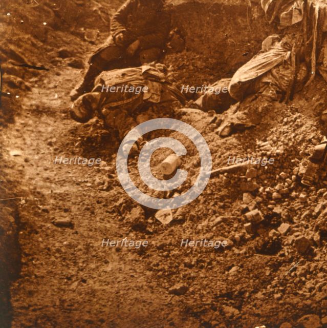 Dead body in the trenches, Perthes, northern France, c1914-c1918. Artist: Unknown.