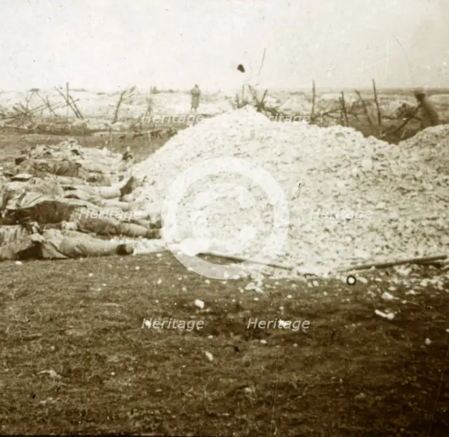 Dead bodies, Souain, northern France, September 1915. Artist: Unknown.