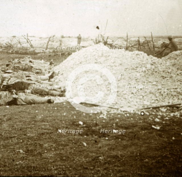 Dead bodies, Souain, northern France, September 1915. Artist: Unknown.