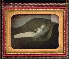 Dead Child On a Sofa, c. 1855. Creator: Unidentified Photographer
