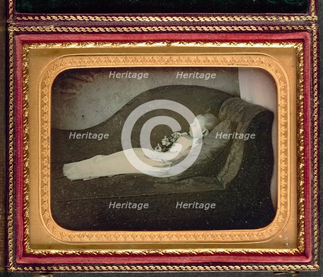 Dead Child On a Sofa, c. 1855. Creator: Unidentified Photographer.