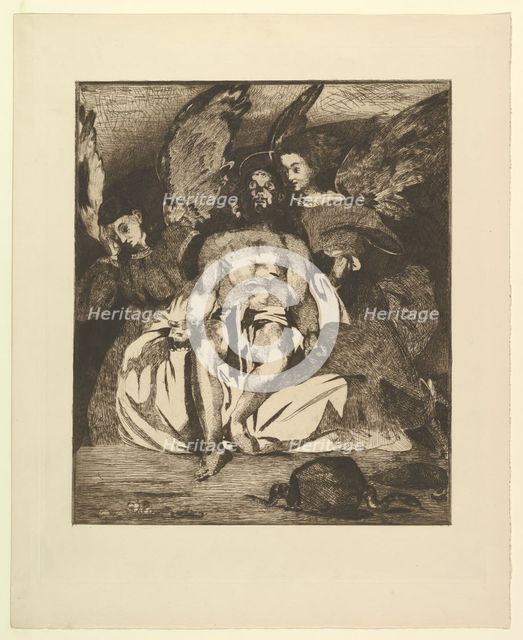 Dead Christ with Angels, 1866-67. Creator: Edouard Manet.