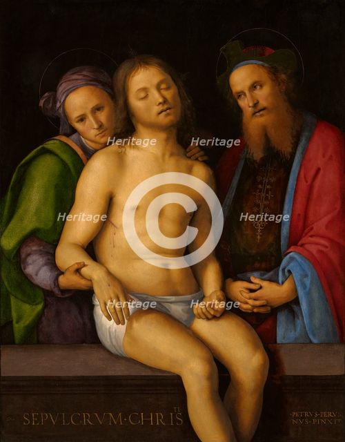 Dead Christ With Joseph Of Arimathea And Nicodemus (Sepulcrum Christi), c1494-98. Creator: Perugino.