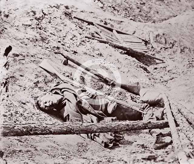 Dead Confederate Soldier at Fort Mahone, Petersburg, 1864. Creator: Unknown.