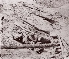 Dead Confederate Soldier at Fort Mahone, Petersburg, 1864. Creator: Unknown