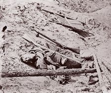 Dead Confederate Soldier at Fort Mahone, Petersburg, 1864. Creator: Unknown