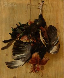 Dead Cock Hanging from a Nail, 1670. Creator: Melchior d'Hondecoeter