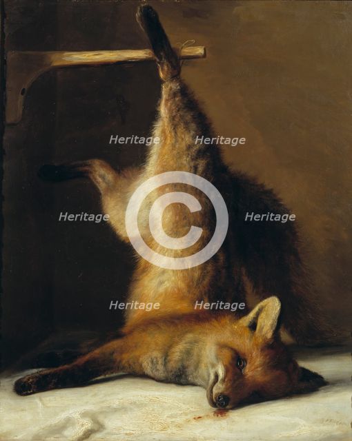 Dead Fox, 1848. Creator: Frants Diderik Bøe.