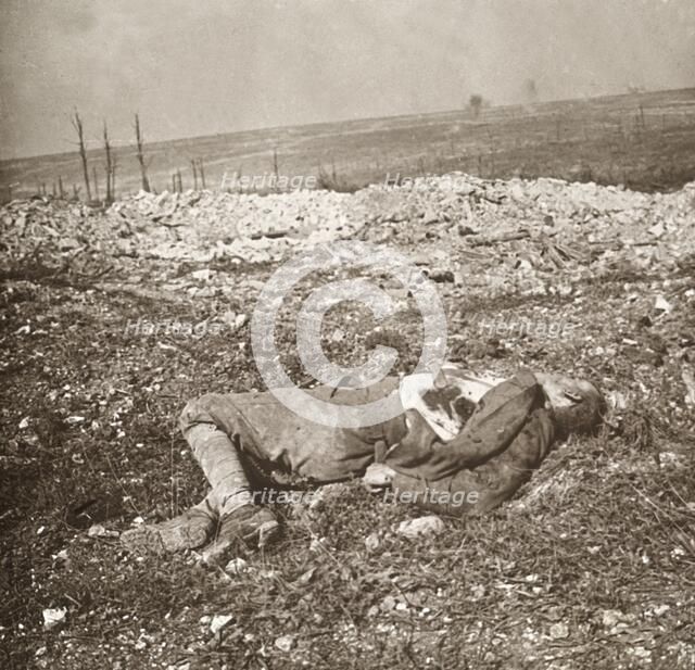 Dead German soldier, Verdun, northern France, c1914-c1918.  Artist: Unknown.