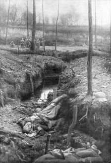 Dead German soldier, Plessis-de-Roye, Picardy, France, 30th March 1918