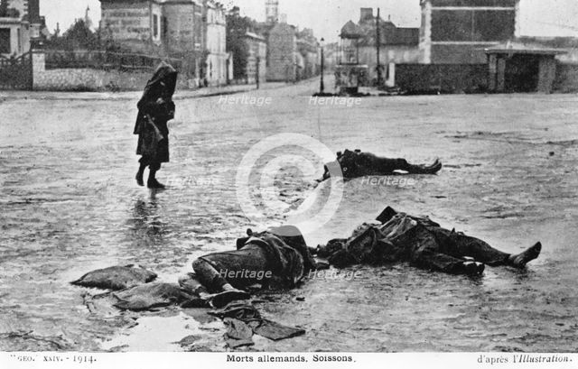 Dead German soldiers, Soissons, France, 1914. Artist: Unknown
