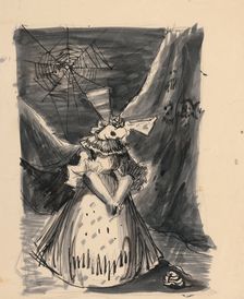 Dead girl with a bow (illustration of a fairy tale?) , 1940/1944. Creator: Ján Novák