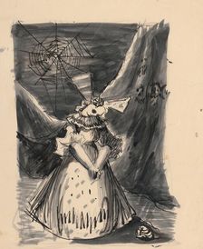 Dead girl with a bow (illustration of a fairy tale?) , 1940/1944. Creator: Ján Novák