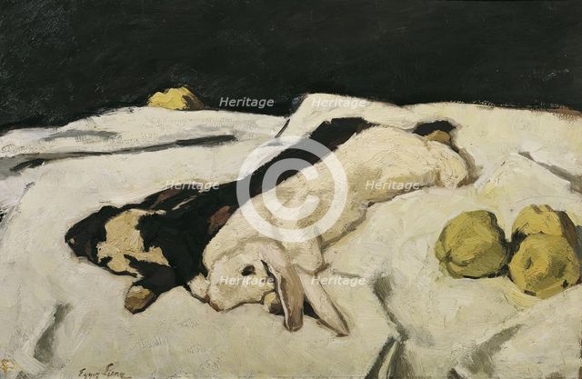 Dead hares, 1925. Creator: Albin Egger-Lienz.