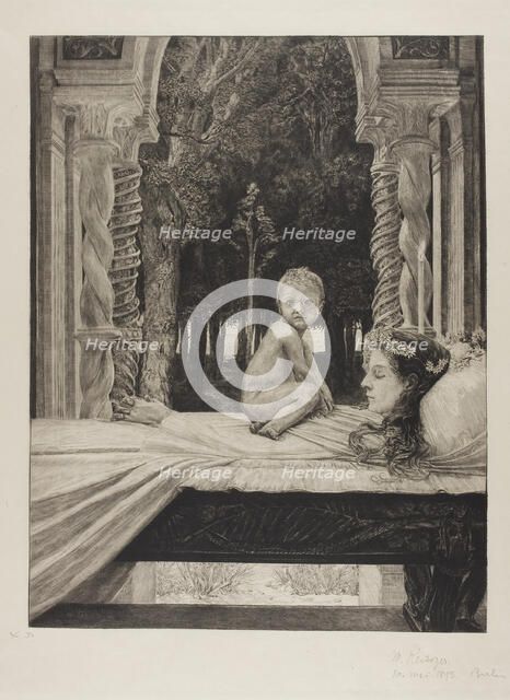 Dead Mother, plate ten from On Death, Part II, 1889. Creator: Max Klinger.