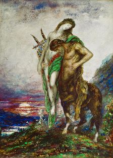 Dead Poet Carried by a Centaur, c1890. Creator: Moreau, Gustave (1826-1898)