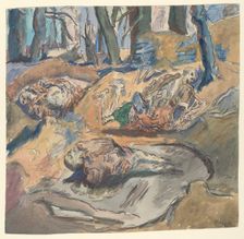 Dead Scottish Soldiers on the Battlefield near Ypres, 1916. Creator: René Beeh