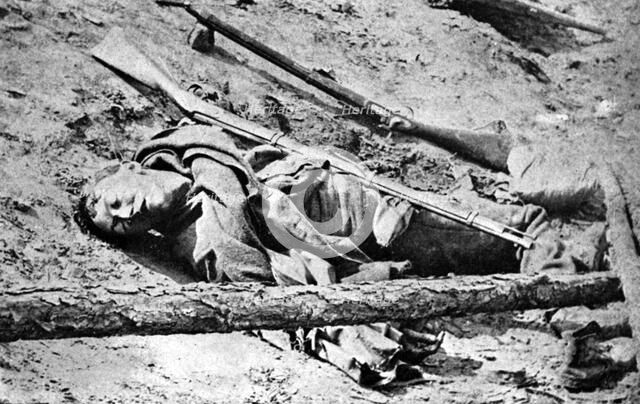 Dead soldier lying in the road at Fredericksburg, Virginia, American Civil War, 3 May 1863. Artist: Matthew Brady