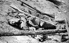 Dead soldier lying in the road at Fredericksburg, Virginia, American Civil War, 3 May 1863. Artist: Matthew Brady