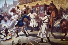 Deadly attack on Tsar Alexander II (1818 - 1881), caused by nihilists in Saint Petersburg, 1881. Creator: Navarrete, M.
