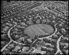 Dean Park Sports Ground and Bournemouth Central Station, Bournemouth, Dorset, c1930s. Creator: Arthur William Hobart